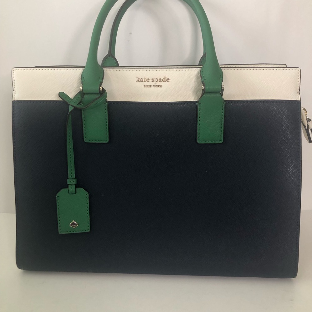 Kate Spade Black, Green, and White Satchel